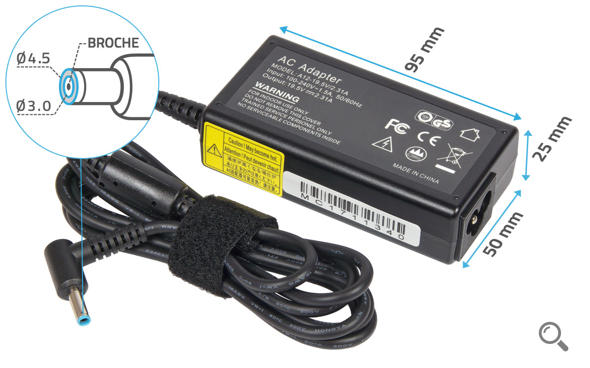 Chargeur Secteur PC Portable HP HSTNN-CA17 608423-001 609938-001